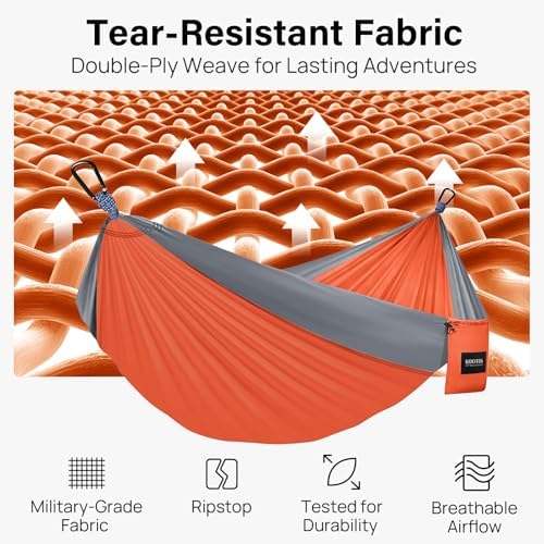 Kootek Camping Hammock 500 lbs Capacity, Portable Hammocks with Tree Straps & Attached Carry Bag, Camping Essentials Gear, Perfect for Outside Indoor Hiking Beach Backpack Travel