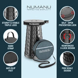 2025 Upgraded Collapsible Stool & 3IN1 Cushioned Carry Bag, Adjustable Height Folding Stool, Telescopic Camping Chair Retractable Seat or Footrest for Outdoors & Travel, Max 620lbs