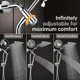 Veken 10" Luxurious All Metal Rain Shower Head with Handheld Spray Combo, High Pressure Rainfall Square Shower Heads with Extention Arm, Wide Dual Showerhead, Bathroom Accessories, Chrome, Silver