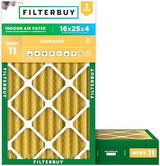 Filterbuy 16x25x4 Air Filter MERV 11 Allergen Defense (2-Pack), Pleated HVAC AC Furnace Air Filters Replacement (Actual Size: 15.50 x 24.50 x 3.63 Inches)
