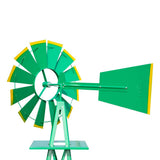 VINGLI Upgrade 8FT Ornamental Windmill Backyard Garden Decoration Weather Vane, Heavy Duty Metal Wind Mill w/ 4 Legs Design (Green)