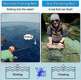PLUSINNO Floating Fishing Net for Steelhead, Salmon, Fly, Kayak, Catfish, Bass, Trout Fishing, Rubber Coated Landing Net for Easy Catch & Release, Compact & Foldable for Easy Transportation & Storage