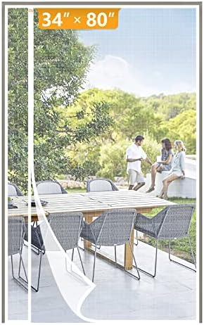 Yotache White Reversible Left Right Side Opening Screen Doors with Magnets Fits Door Size 34 x 80, Reinforced Sewing Magnetic Mesh, Actual Screen Size 36" x 81"