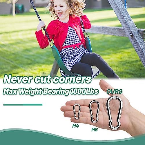 Pixel Panda 3.1&4 Inch Heavy Duty Carabiner Clips Load 1000lbs, 2&4&8Pack Large Snap Hooks for Gym, Outdoor, Swing, Hammock