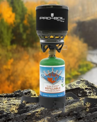 Flame King Refillable 1LB Empty Propane Cylinder Tank - Reusable - Safe and Legal Refill Option - DOT Compliant - 16.4 oz, Green