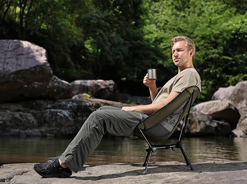 MARCHWAY Lightweight Folding Camping Chair, Stable Portable Compact for Outdoor Camp, Travel, Beach, Picnic, Festival, Hiking, Backpacking, Supports 330Lbs (Green)