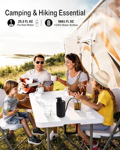 Electric Portable Water Filter - 0.01 Micron 5-Stage Water Purifier Survival with Emergency Lighting Water Purification System for Camping Backpacking Hiking Travel - BK-2000