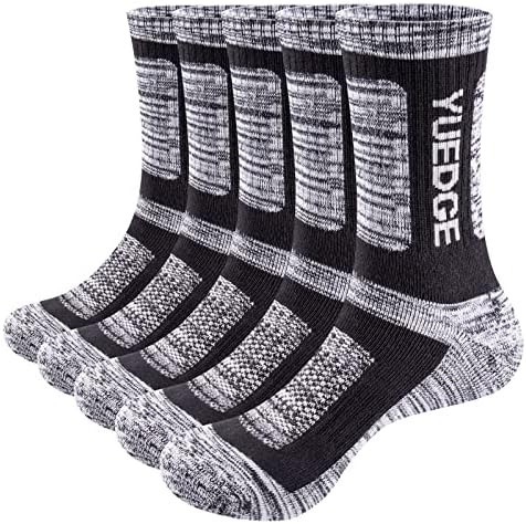 Men's Performance Cotton Moisture Wick Sports Hiking Workout Training Athletic Cushion Crew Socks For Men Size 6-13