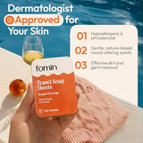 FOMIN - Antibacterial Paper Soap Sheets Tin for Traveling - (300 Sheets) Variety Pack (Unscented, Orange, Lavender) Portable Travel Hand Soap Sheet, Dissolvable Mini Camping Hand Soap for Hand Washing