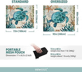 Beach Blanket Waterproof Sandproof Oversized 95”x 80”,Sand Free Beach Mat with Corner Pockets,Portable Mesh Bag for Beach Festival,Picnic,Travel and Outdoor Camping (Seaturtle)