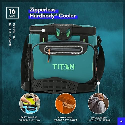 Arctic Zone Titan Deep Freeze Cooler - Zipperless Hardbody Cooler - Small & Large Capacity- Beach & Camping Cooler - Deep Freeze Insulation, HardBody Liner, and SmartShelf