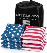 Play Platoon Cornhole Bags Weather Resistant- Set of 8 Regulation Bean Bags for Tossing- Official Professional Size & Weight Corn Hole Bags Two Color All Weather Cornhole Beans Bag Set with Tote Bag