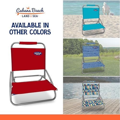 Cabana Beach Folding Beach Chair, 1 Position Lightweight and Portable Foldable Outdoor Camping Chair