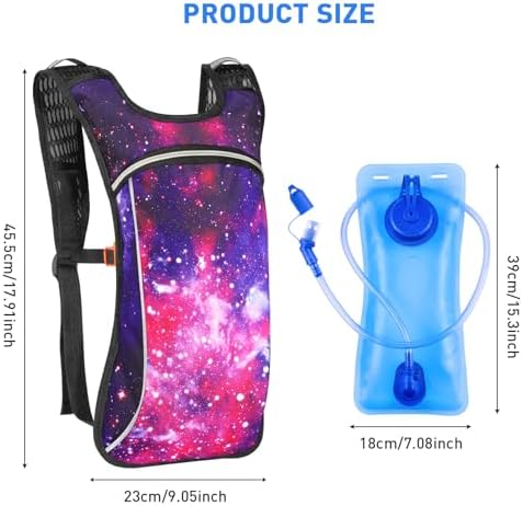 Rave Hydration Pack, Hydration Backpack with 2L Hydration Bladder, Festival Essential Water Backpack for Hiking, Running, Cycling, and Music Festivals