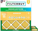 Filterbuy 23.5x23.5x1 Air Filter MERV 11 Allergen Defense (2-Pack), Pleated HVAC AC Furnace Air Filters Replacement (Actual Size: 23.38 x 23.38 x 0.75 Inches)