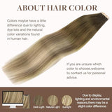 GOO GOO Tape in Hair Extensions Human Hair, 3/8/613 Balayage Walnut Brown to Ash Brown and Bleach Blonde, 18inch 50g 20pcs, Thick Ends Straight Seamless, Invisible Tape in Hair Extensions Human Hair