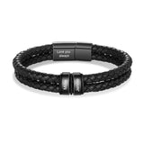 Aiemghsde Personalized Custom Name Bracelets for Men - Mens Leather Bracelet with 2-6 Family Names,Customized Bracelet Father's Day Dad Gifts for Husband Son (2 Names)