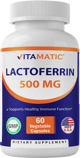 Vitamatic Lactoferrin 500mg – 60 Vegetable Capsules Promotes Healthy Immune Function