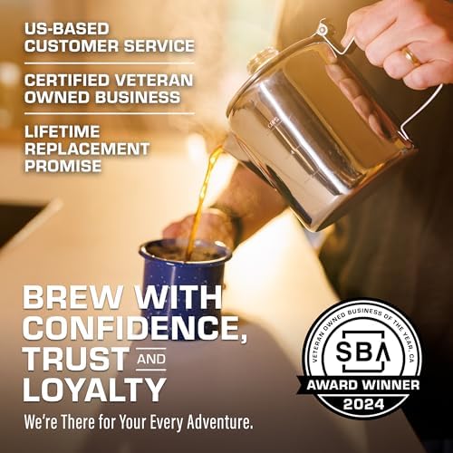 COLETTI Bozeman Percolator Coffee Pot — Coffee Percolator, Camping Coffee Pot – America’s Favorite Percolator – NO Aluminum or Plastic [6 cup]