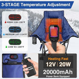 Slendor Oversized Rocking Camping Chair, XL Heated Camping Chair w/ 3 Levels Heat for Back+Seat, Padded Rocking Lawn Chair with 20000 mAh Power Bank, Pillow, Side Pocket, Carry Bag, Navy Blue