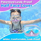 Vvinca Swim Goggles with Nose Cover, 2 Pack Wide View Diving Mask Anti-Fog UV No Leak Toddlers Swimming Goggles for Kids 3-15