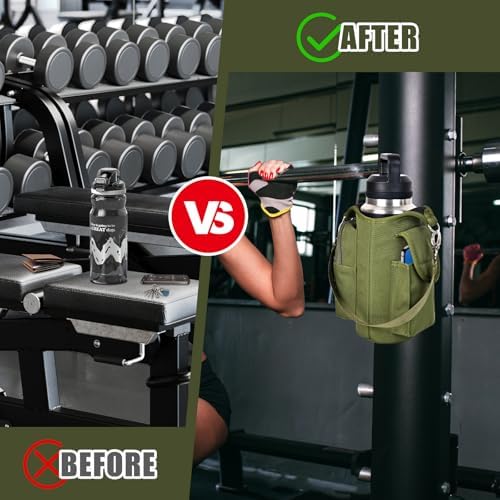 icolor Magnetic Gym Bag Water Bottle Carrier Holder with Phone Pockets & Shoulder Strap,5 Built-in Magnets Gym Bottle Pouch Sleeve,Magnetic Bag Gym Accessories Organizer for Men Women