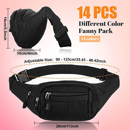 Kajaia 14 Pcs Fanny Pack Bulk 80s 90s Waterproof Crossbody Waist Bag Traveling Running Exercise Waist Pack with Adjustable Belt Holographic Bum Bag for Women Men Travel Rave(Novelty Style,Colorful)
