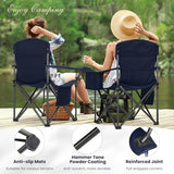 Oversized Portable Camping Folding Chair, Heavy Duty Foldable Outdoor Chair, Camp Chair with Cup Holder and Cooler Bag for Camp, Travel, Support 450 LBS, 2 Pack(Blue)…