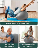Trideer Yoga Ball - Exercise Ball for Workout pilates Stability - Anti-Burst and Slip Resistant for physical therapy, Birthing, Stretching & Core Workout, Office Ball Chair, Flexible Seating, Home Gym