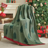 Amélie Home Christmas Knit Throw for Couch, Reversible Soft Cozy Chenille Blanket for Home Decor Gift for Family, 50" x 60", Green Christmas Tree