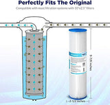 Membrane Solutions 50 Micron Pleated Polyester Sediment Water Filter 10"x2.5" Replacement Cartridge Universal Whole House Pre-Filter Compatible with W50PE, WFPFC3002, SPC-25-1050, FM-50-975 - 4 Pack