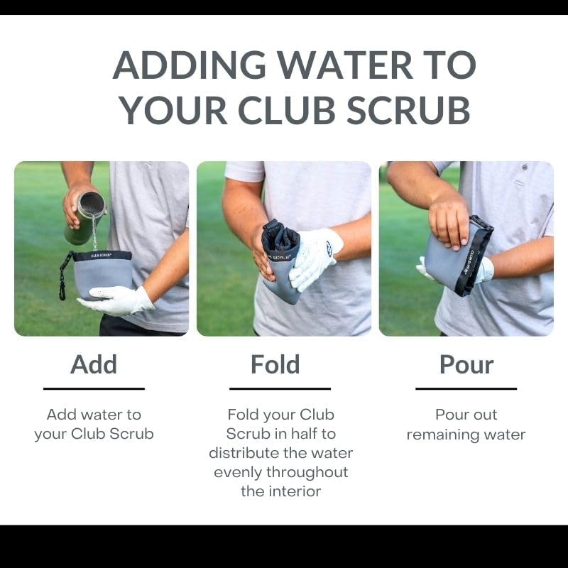 Golf Club and Golf Ball Cleaning Bag, Waterproof Clean Face Technology Liner, Detachable Clip, Machine Washable, Cleans Club Grooves, Dry Exterior (Neoprene or Microfiber Option Available)
