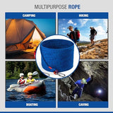 Loreso Strong Magnet Fishing Rope Carabiner, Camping Rope - Heavy Duty 1200 lb Strength All Purpose Ropes, 1/3 Inch Reinforced Polyester Line, Outdoor Rope for Camping, Hiking, Boating & Caving - 65ft