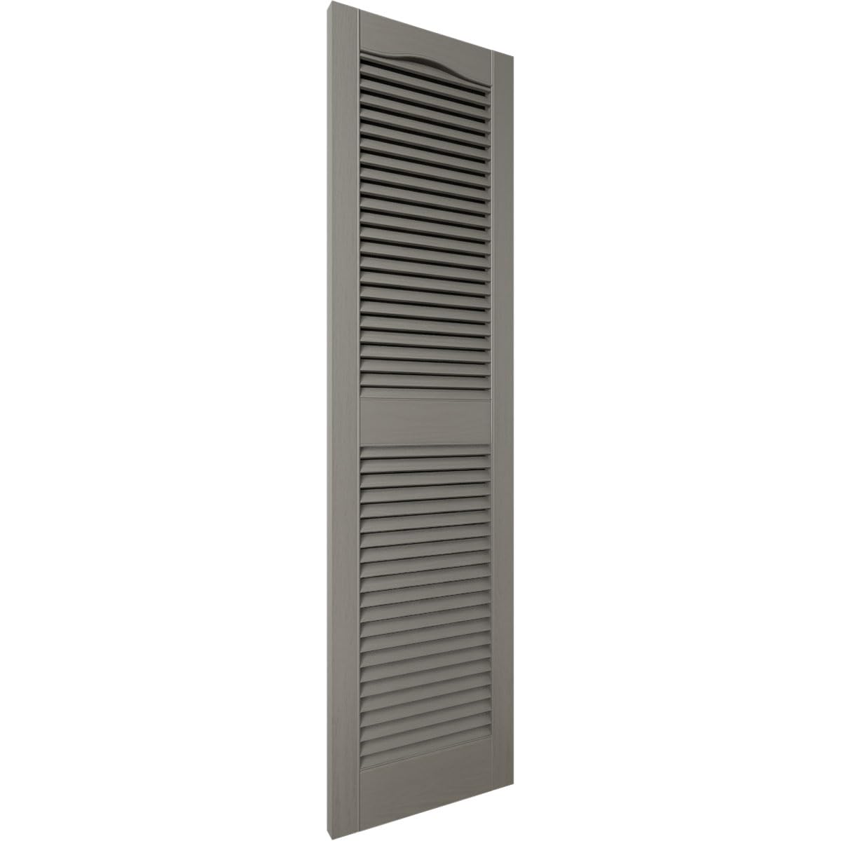 Ekena Millwork Lifetime Vinyl LL1S14X06700TG Standard Cathedral Top Center Mullion, Open Louver Vinyl Shutters, w/Installation Shutter-Lok's & Matching Screws (Per Pair), 14.5"W x 67"H, Tuxedo Grey