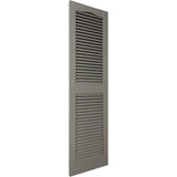 Ekena Millwork Lifetime Vinyl LL1S14X06700TG Standard Cathedral Top Center Mullion, Open Louver Vinyl Shutters, w/Installation Shutter-Lok's & Matching Screws (Per Pair), 14.5"W x 67"H, Tuxedo Grey