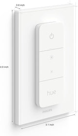 PHILIPS Hue Smart Dimmer Switch with Remote, White, 1 Pack, Turns Hue Lights On, Off, Dims or Brightens, Smart Home Control, Requires Bridge, Easy, No-Wire Installation