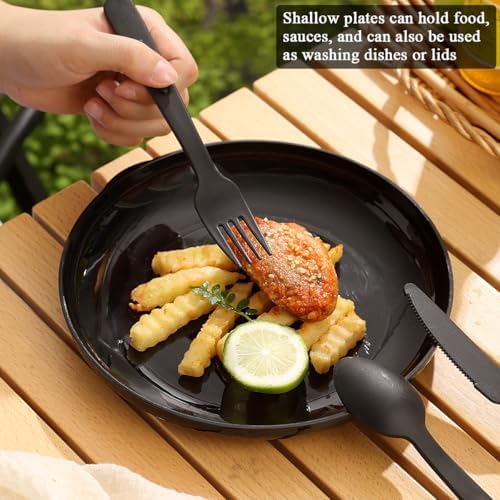 Berglander Camping Mess Kit with Bowl, Plate, Cup, Spoon, Fork, Knife and Carry Bag, Plastic Camping Accessories Essentials Gear for Travel, Camping, Picnic, Outdoor, Easy to Carry & Store