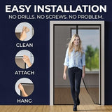 Flux Phenom Screen Door Mesh 38x82 Inch – Easy Install, Strong Magnet Strength, Pet Tested, Hands-Free Entry, Door Screen Magnetic Closure, Keeps Bugs Out