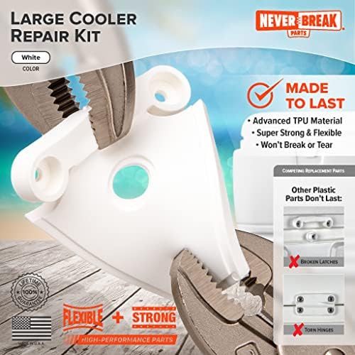 NeverBreak Parts - Igloo Cooler Replacement Parts - Large Repair Kit | High Strength Igloo Cooler Hinges Replacement with Latches | Ice Chest Repair Kit