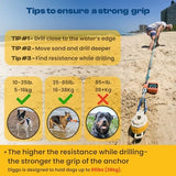 Diggo Dog Stake Beach Anchor - Dog Beach Essentials for All Dog Sizes - Unique 360° Head Rotating Combination Beach Lock System, Heavy Duty Tie Out Stake, Umbrella Sand Anchor, Designed for The Beach