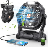 Portable Rechargeable Fan, 20000mAh Cordless Battery Powered Camping Tent Fans with LED Lantern, Small USB C Operated Outdoor Ventilador for Travel Camp Fishing Picnic Beach Office Home Essentials