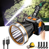 High Power LED Headlamp Super Bright Adult Motion Sensor Headlight Spotlight Waterproof Rechargeable Outdoor Hunting Light Flashlight Portable Head lamp for Fishing Camping Hiking