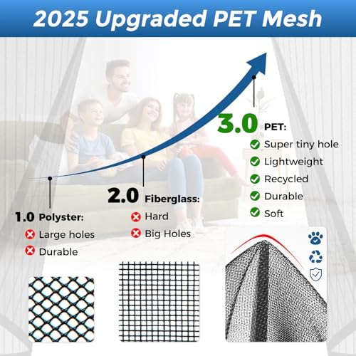 Magnetic Screen Door |Fits 36"x82" Door| Hands Free Retractable Screen Door Magnetic Closure Keeps Bugs Out | 2025 Upgraded PET- Tiny Hole | Self Sealing | Pet and Kid Friendly| 39 Inch x 83 Inch