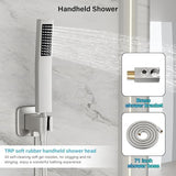 Shower Faucet Set Bathroom Square Rain Shower Head and Handle Set, Wall Mounted Shower Fixtures, Full Metal Trim Repair Kit 10 inch Brushed Nickel (With Shower Valve)