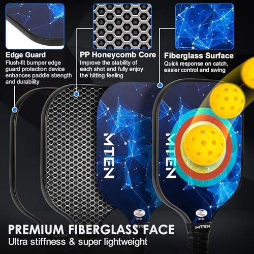 Pickleball Paddles, USAPA Approved Fiberglass Surface Pickleball Set with Pickleball Rackets, Pickleball Paddles Set for Men Women