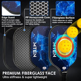 Pickleball Paddles, USAPA Approved Fiberglass Surface Pickleball Set with Pickleball Rackets, Pickleball Paddles Set for Men Women