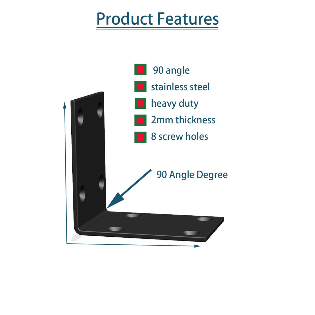 Black Stainless Steel Shelf Bracket,Joint Right Angle Bracket,L Shape Heavy Duty Metal Corner Brace Shelf Supporter for Wood Aufuga (20, 2.8x2.8x2)