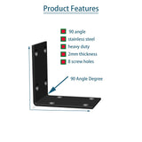 Black Stainless Steel Shelf Bracket,Joint Right Angle Bracket,L Shape Heavy Duty Metal Corner Brace Shelf Supporter for Wood Aufuga (20, 2.8x2.8x2)
