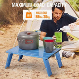 Ultralight Aluminum Mini Table, Foldable Small Beach Table with Retractable Legs, 66lbs/30kg Weight Capacity, Suitable for Picnic Camping Outdoor Hiking(Blue)