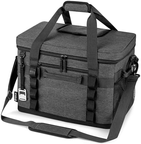 OPUX Cooler Bag, 60 Cans Insulated Soft Collapsible Portable Cooler, Soft Sided Leakproof Cooler for Beach Camping with Shoulder Strap, Ice Chest for Travel Road Trip Picnic, Charcoal Gray